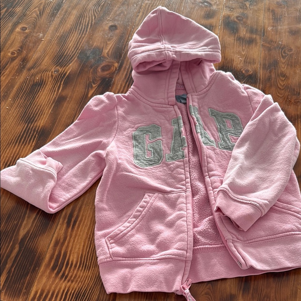GAP Pink and Gray Zip-Up Hoodie Sweatshirt